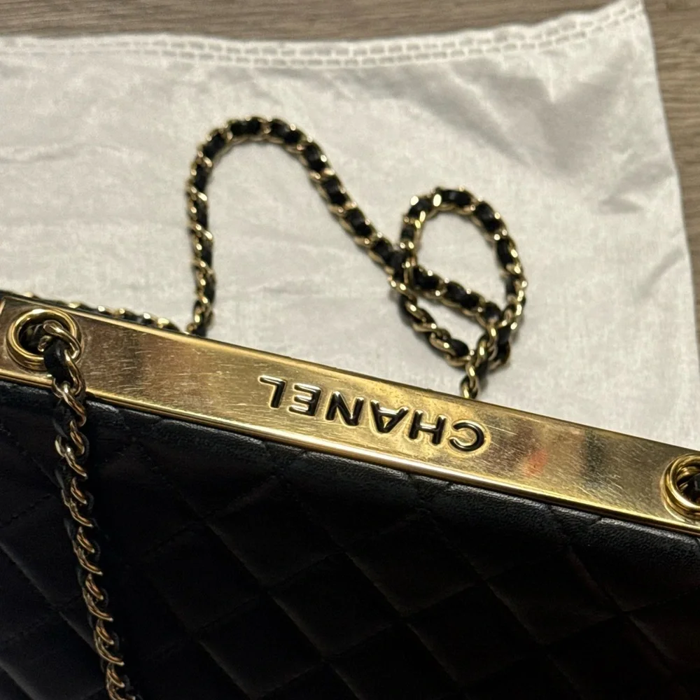 CHANEL Trendy CC Wallet On Chain WOC Quilted Lambskin Leather Bag Gold Chain